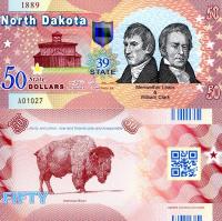 *USA 50 Dollars 2015 39. štát - Severná Dakota polymer - Kliknutím na obrázok zatvorte -